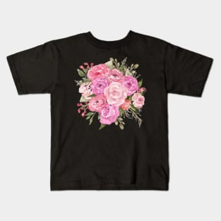 Pink Roses Watercolor Painting | Cherie's Art(c)2021 Kids T-Shirt